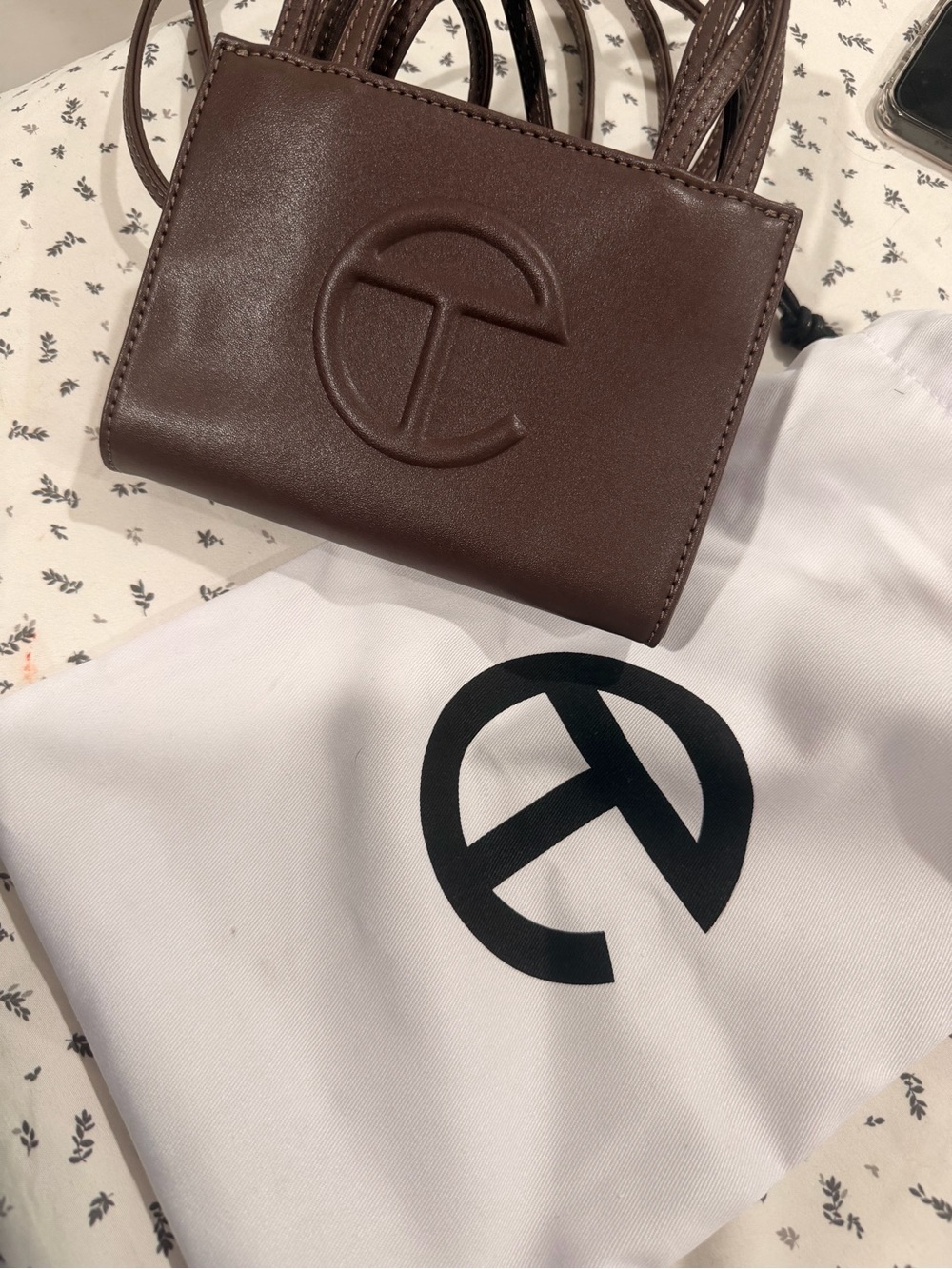 Telfar Dark Brown Mini Shopper with Embossed Logo - Picture 5 of 7